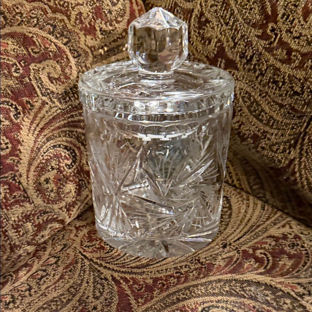 Cut Glass Lidded Candy Jar - Clear